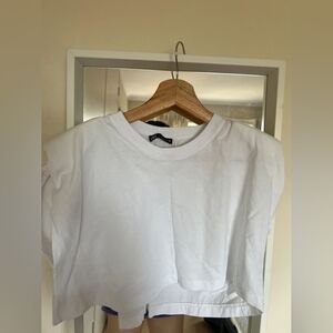 Zara white tshirt - padded shoulders